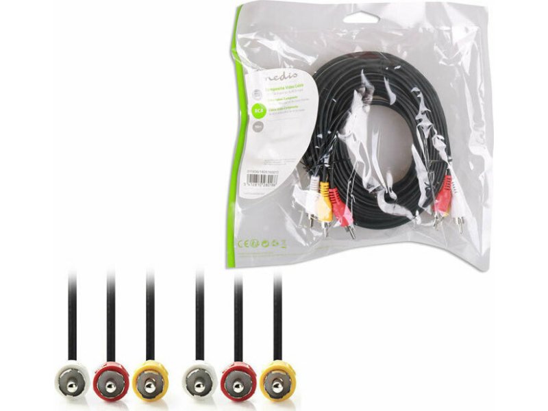 NEDIS CVGP24300BK100 Καλώδιο A/V 3x RCA αρσ. - 3x RCA αρσ., 10 m 0018746 NEDIS CVGP24300BK100 Καλώδιο A/V 3x RCA αρσ. - 3x RCA αρσ., 10 m 0018746