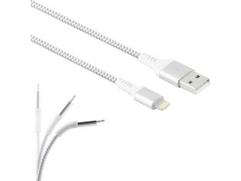 LAMTECH LAM450282 LighningTo USB High Quality Unbreakable Cable Silver 0020404 LAMTECH LAM450282 LighningTo USB High Quality Unbreakable Cable Silver 0020404