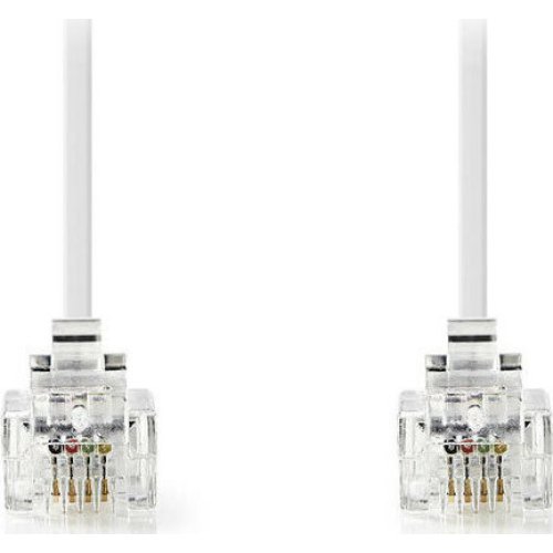 NEDIS TCGP90200WT100 Tηλεφωνικό Καλώδιο RJ11 αρσ. - RJ11 αρσ. 10.0 μ., Λευκό 0021090