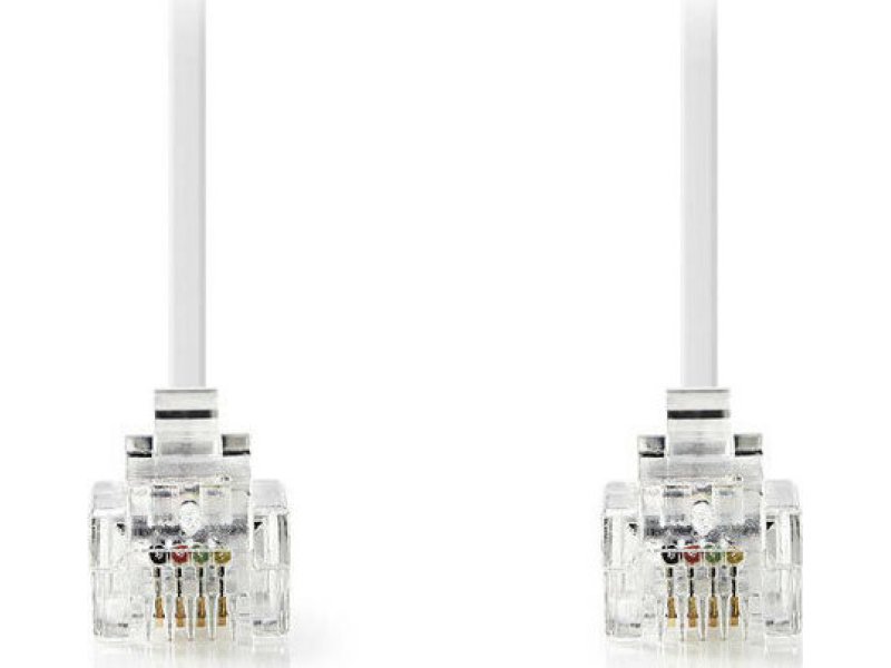 NEDIS TCGP90200WT100 Tηλεφωνικό Καλώδιο RJ11 αρσ. - RJ11 αρσ. 10.0 μ., Λευκό 0021090 NEDIS TCGP90200WT100 Tηλεφωνικό Καλώδιο RJ11 αρσ. - RJ11 αρσ. 10.0 μ., Λευκό 0021090