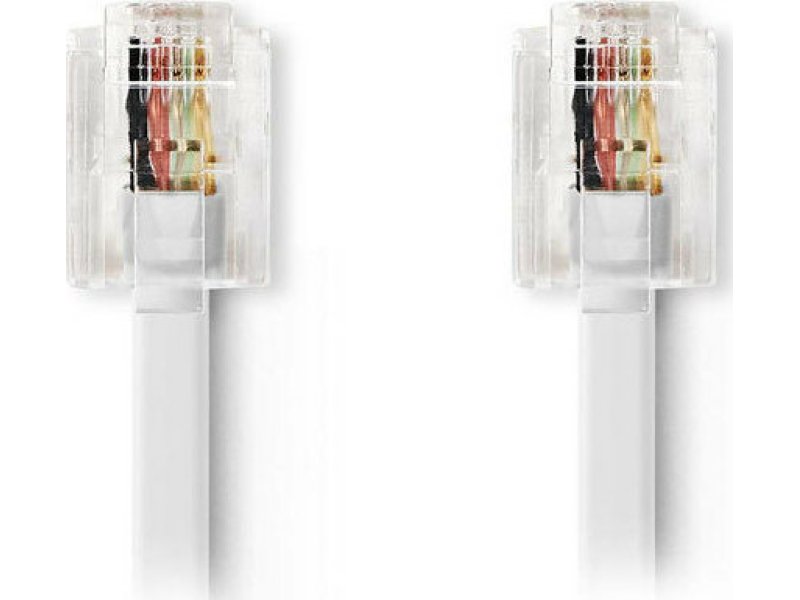 NEDIS TCGP90200WT100 Tηλεφωνικό Καλώδιο RJ11 αρσ. - RJ11 αρσ. 10.0 μ., Λευκό 0021090 NEDIS TCGP90200WT100 Tηλεφωνικό Καλώδιο RJ11 αρσ. - RJ11 αρσ. 10.0 μ., Λευκό 0021090