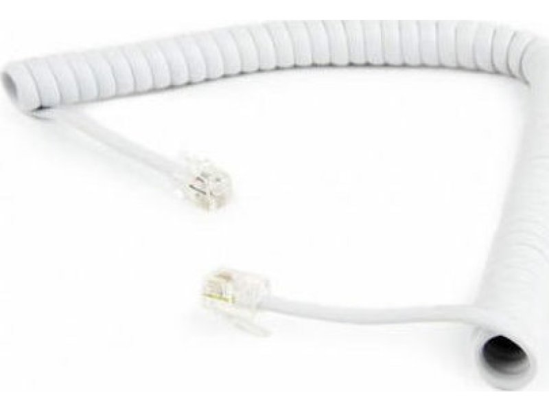 CABLEXPERT TC4P4CS-2M-W Telephone Handset Spiral Cord RJ10 4P4C 2m White 0021136 CABLEXPERT TC4P4CS-2M-W Telephone Handset Spiral Cord RJ10 4P4C 2m White 0021136