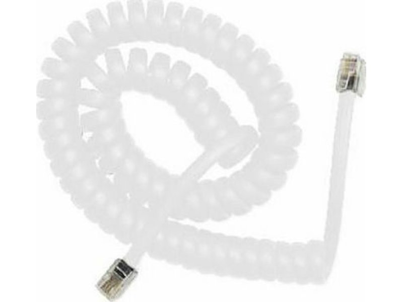 CABLEXPERT TC4P4CS-2M-W Telephone Handset Spiral Cord RJ10 4P4C 2m White 0021136 CABLEXPERT TC4P4CS-2M-W Telephone Handset Spiral Cord RJ10 4P4C 2m White 0021136
