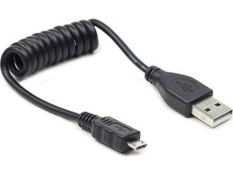 CABLEXPERT CC-MUSB2C-AMBM-0.6M Coiled Micro USB Cable 0.6m Black 0021141 CABLEXPERT CC-MUSB2C-AMBM-0.6M Coiled Micro USB Cable 0.6m Black 0021141