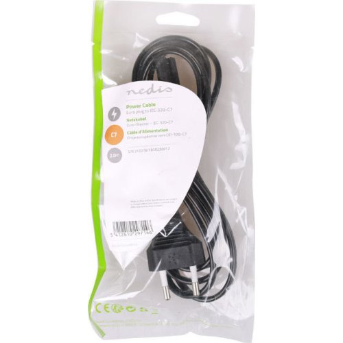 NEDIS PCGP11040BK20 Καλώδιο Τροφοδοσίας Euro - 8-Shaped (Οχταράκι), 2.0m 0023333