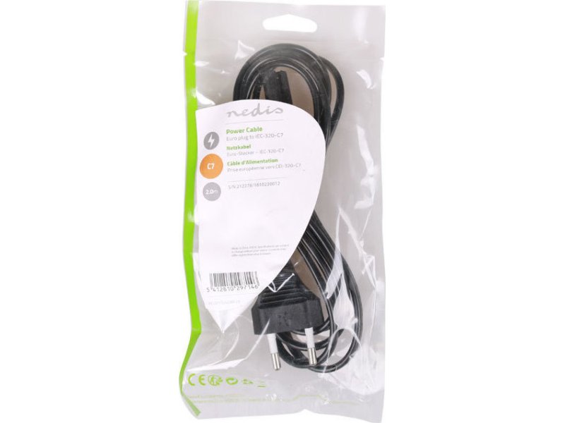 NEDIS PCGP11040BK20 Καλώδιο Τροφοδοσίας Euro - 8-Shaped (Οχταράκι), 2.0m 0023333 NEDIS PCGP11040BK20 Καλώδιο Τροφοδοσίας Euro - 8-Shaped (Οχταράκι), 2.0m 0023333