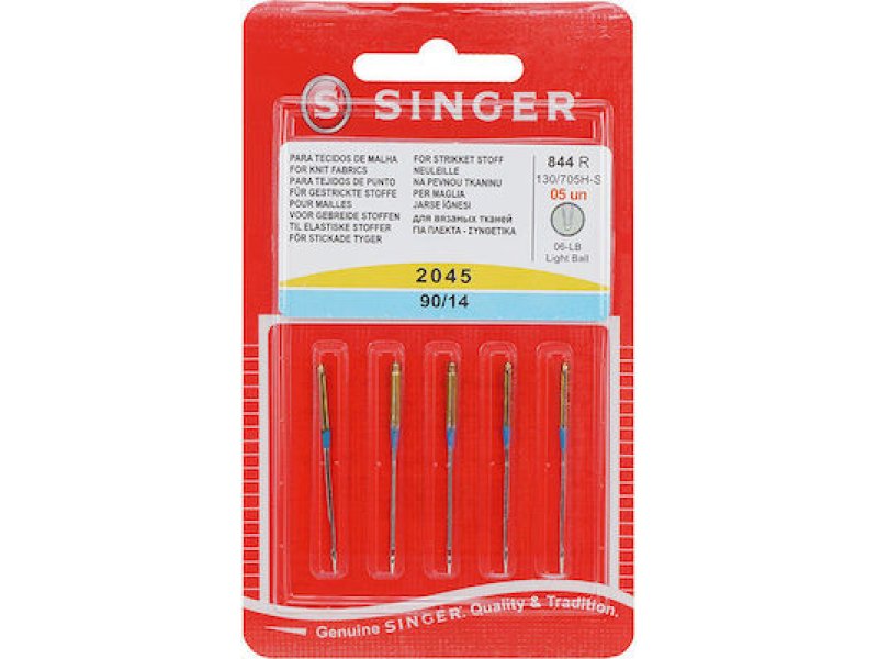 SINGER 2045 (90/14) Γνήσιες Βελόνες Ραπτομηχανής 5τεμ για Πλεκτά-Συνθετικά 0024247 SINGER 2045 (90/14) Γνήσιες Βελόνες Ραπτομηχανής 5τεμ για Πλεκτά-Συνθετικά 0024247
