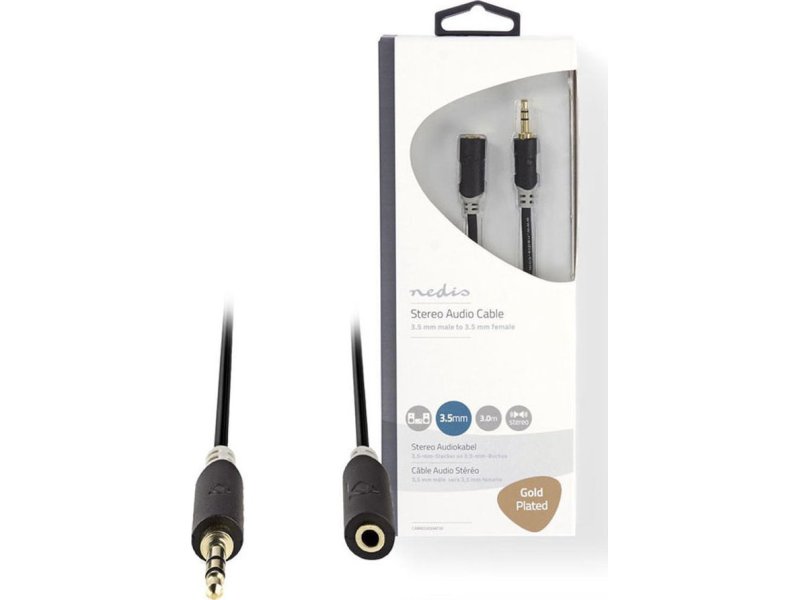 NEDIS CABW22050AT30 Καλώδιο προέκτασης ήχου 3,5mm Stereo αρσ. - 3,5mm Stereo θηλ. 3m 0024917 NEDIS CABW22050AT30 Καλώδιο προέκτασης ήχου 3,5mm Stereo αρσ. - 3,5mm Stereo θηλ. 3m 0024917
