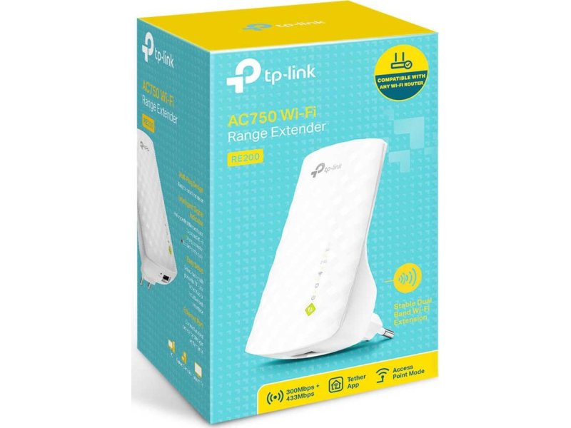 TP-LINK RE200-AC750 Dual Band WiFi V4 Ενισχυτής Σήματος για Ασύρματη Δικτύωση 0025666 TP-LINK RE200-AC750 Dual Band WiFi V4 Ενισχυτής Σήματος για Ασύρματη Δικτύωση 0025666