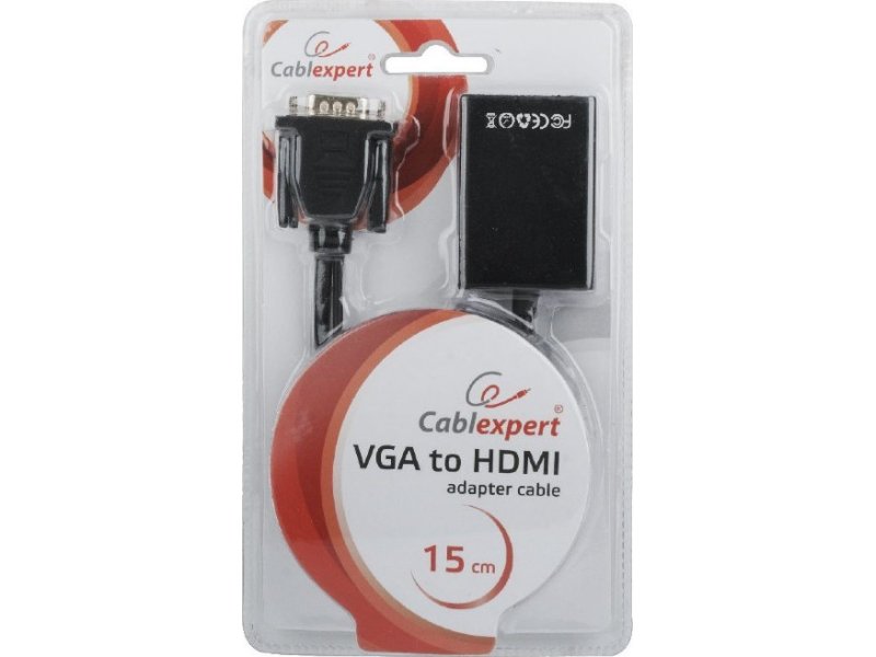 CABLEXPERT A-VGA-HDMI-01 Αντάπτορας VGA to HDMI Adapter Cable 0.15m Black 0025927 CABLEXPERT A-VGA-HDMI-01 Αντάπτορας VGA to HDMI Adapter Cable 0.15m Black 0025927