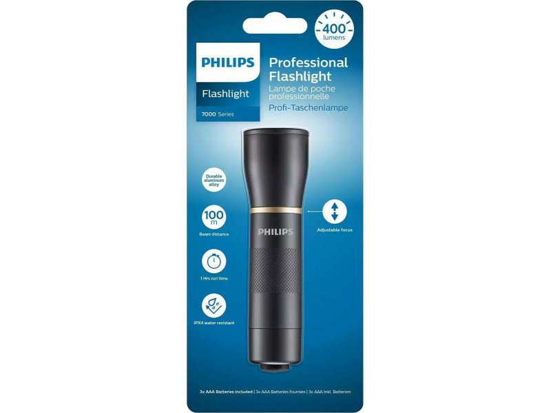 PHILIPS SFL7000T/10 Επαγγελματικός Φακός LED SFL7000T-10, 7000 series, 400lm, Μαύρος 0026837 PHILIPS SFL7000T/10 Επαγγελματικός Φακός LED SFL7000T-10, 7000 series, 400lm, Μαύρος 0026837