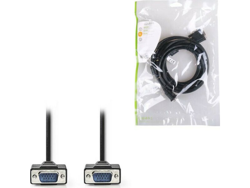 NEDIS CCGP59000BK50 VGA Cable, VGA Male - VGA Male, 5m, Black 0026881 NEDIS CCGP59000BK50 VGA Cable, VGA Male - VGA Male, 5m, Black 0026881
