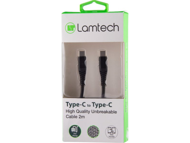LAMTECH LAM021868 Type-C To Type-C High Quality Undreakable Cable 2m 0027311 LAMTECH LAM021868 Type-C To Type-C High Quality Undreakable Cable 2m 0027311