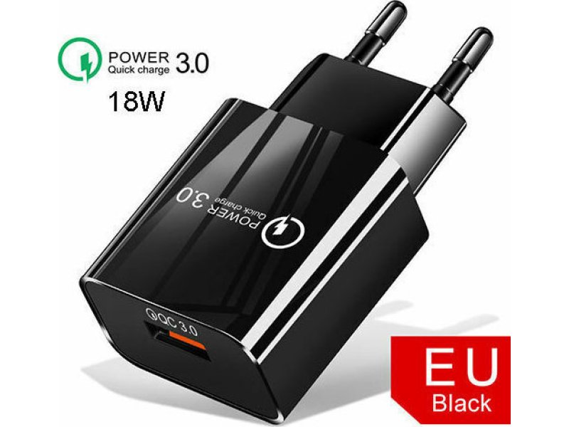 LAMTECH LAM021943 Quick Charger USB3.0 18W , Μαύρο 0028308 LAMTECH LAM021943 Quick Charger USB3.0 18W , Μαύρο 0028308