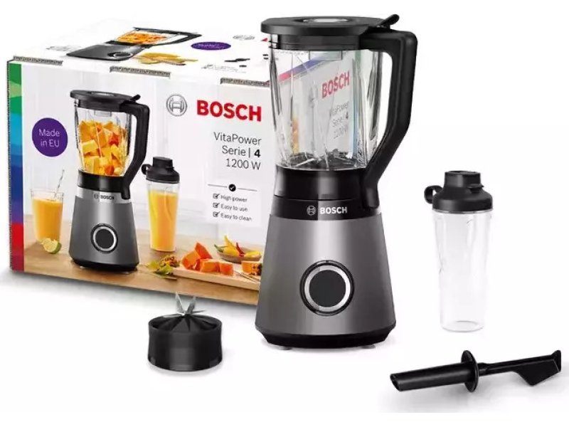 BOSCH MMB6174S Μπλέντερ για Smoothies με Γυάλινη Κανάτα 1,5Lt 1200Watt Γκρι 0029355 BOSCH MMB6174S Μπλέντερ για Smoothies με Γυάλινη Κανάτα 1,5Lt 1200Watt Γκρι 0029355