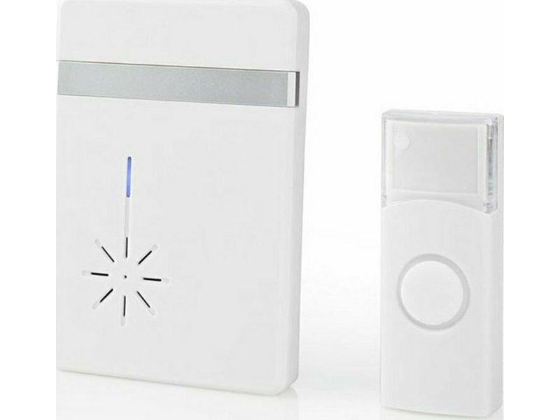NEDIS DOORB212WT Ασύρματο φορητό κουδούνι με LED ένδειξη και δυνατότητα αυξομείωσης της έντασης του κουδουνιού, έως 80dB. 0030668 NEDIS DOORB212WT Ασύρματο φορητό κουδούνι με LED ένδειξη και δυνατότητα αυξομείωσης της έντασης του κουδουνιού, έως 80dB. 0030668