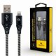 CABLEXPERT CC-USB2B-AMLM-1M-BW Premium βαμβακερό πλεκτό καλώδιο φόρτισης 8 ακίδων και καλώδιο δεδομένων, 1 m, μαύρο/άσπρο 0030691 CABLEXPERT CC-USB2B-AMLM-1M-BW Premium βαμβακερό πλεκτό καλώδιο φόρτισης 8 ακίδων και καλώδιο δεδομένων, 1 m, μαύρο/άσπρο 0030691
