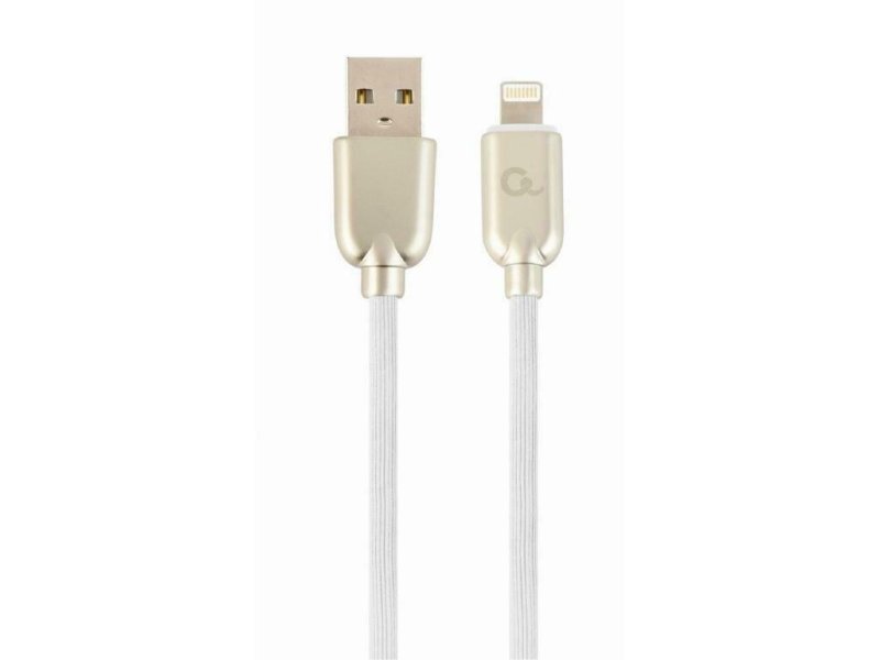 CABLEXPERT CC-USB2R-AMLM-1M-W Καλώδιο φόρτισης και δεδομένων από καουτσούκ Premium 8 ακίδων, 1 m, λευκό 0030693 CABLEXPERT CC-USB2R-AMLM-1M-W Καλώδιο φόρτισης και δεδομένων από καουτσούκ Premium 8 ακίδων, 1 m, λευκό 0030693