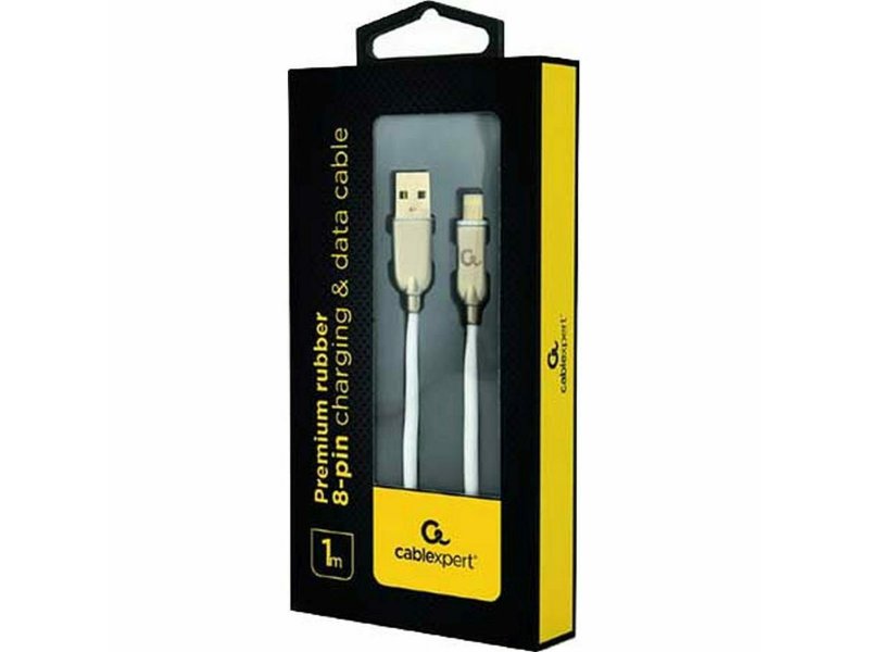 CABLEXPERT CC-USB2R-AMLM-1M-W Καλώδιο φόρτισης και δεδομένων από καουτσούκ Premium 8 ακίδων, 1 m, λευκό 0030693 CABLEXPERT CC-USB2R-AMLM-1M-W Καλώδιο φόρτισης και δεδομένων από καουτσούκ Premium 8 ακίδων, 1 m, λευκό 0030693
