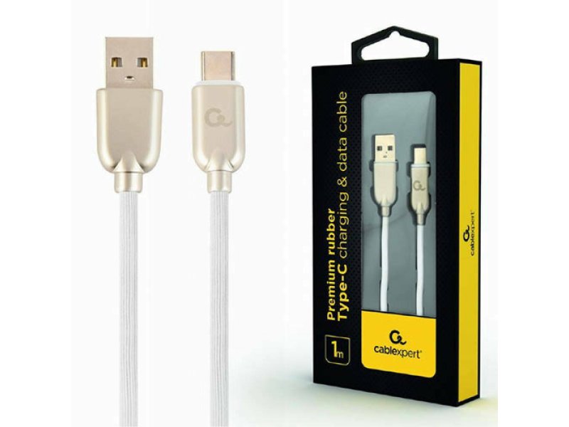 CABLEXPERT CC-USB2R-AMCM-1M-W Premium καουτσούκ Type-C Καλώδιο φόρτισης και δεδομένων USB, 1 m, λευκό 0030694 CABLEXPERT CC-USB2R-AMCM-1M-W Premium καουτσούκ Type-C Καλώδιο φόρτισης και δεδομένων USB, 1 m, λευκό 0030694