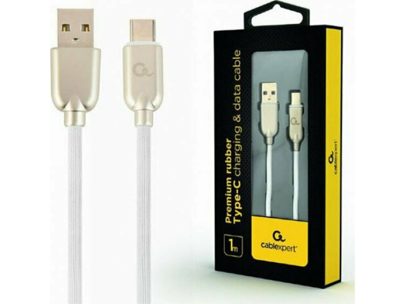 CABLEXPERT CC-USB2R-AMCM-1M-W Premium καουτσούκ Type-C Καλώδιο φόρτισης και δεδομένων USB, 1 m, λευκό 0030694 CABLEXPERT CC-USB2R-AMCM-1M-W Premium καουτσούκ Type-C Καλώδιο φόρτισης και δεδομένων USB, 1 m, λευκό 0030694