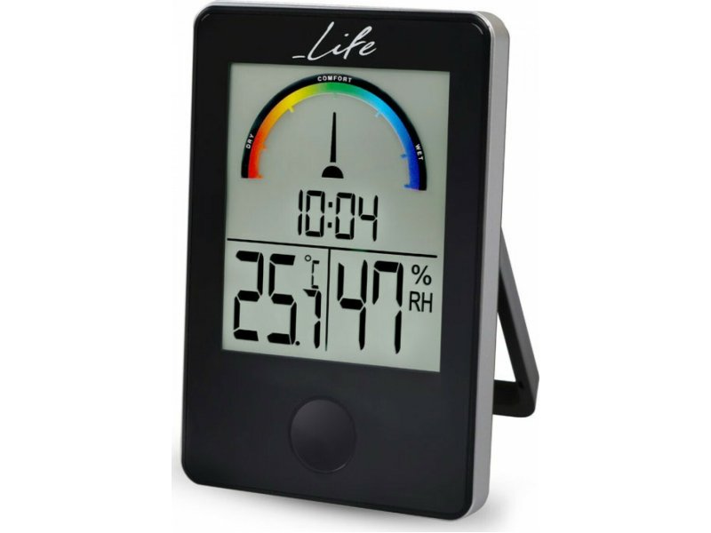 LIFE WES-100 iTemp Ψηφιακό θερμόμετρο / υγρόμετρο εσωτερικού χώρου με ρολόι και έγχρωμη απεικόνιση επιπέδου υγρασίας, σε μαύρο χρώμα. 0030759 LIFE WES-100 iTemp Ψηφιακό θερμόμετρο / υγρόμετρο εσωτερικού χώρου με ρολόι και έγχρωμη απεικόνιση επιπέδου υγρασίας, σε μαύρο χρώμα. 0030759
