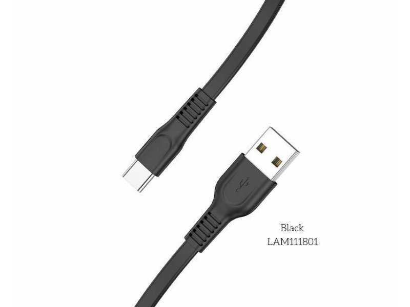 LAMTECH LAM111801 TYPE-C FLAT CHARGING CABLE 1M BLACK 0032748 LAMTECH LAM111801 TYPE-C FLAT CHARGING CABLE 1M BLACK 0032748