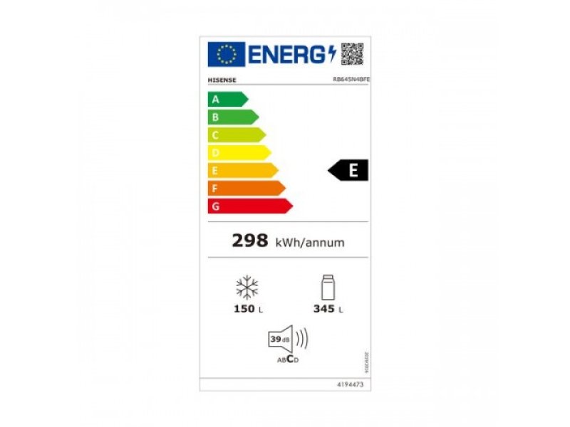 HISENSE RB645N4BFE Ψυγειοκαταψύκτης NoFrost 495 lt - E - (ΥxΠxΒ): 200.1cm x 70.4cm x 69.4cm Black Inox 0032750 HISENSE RB645N4BFE Ψυγειοκαταψύκτης NoFrost 495 lt - E - (ΥxΠxΒ): 200.1cm x 70.4cm x 69.4cm Black Inox 0032750