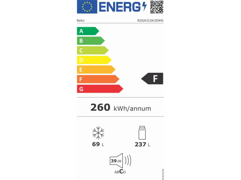 BEKO RDSA310K35WN Δίπορτο Ψυγείο 310lt - MinFrost - 175x60x60εκ - Λευκό 0032799 BEKO RDSA310K35WN Δίπορτο Ψυγείο 310lt - MinFrost - 175x60x60εκ - Λευκό 0032799