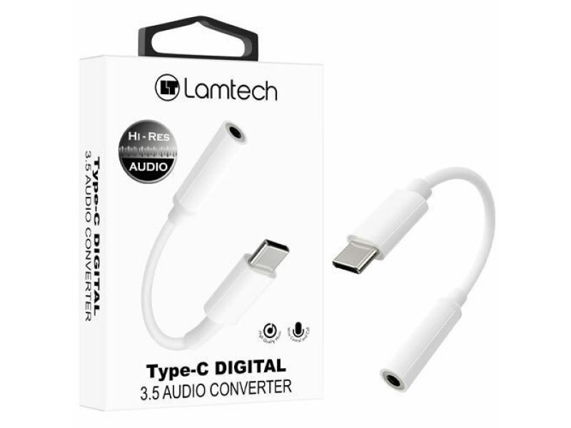 LAMTECH LAM023831 Μετατροπέας USB-C male σε 3.5mm female Λευκό 0033273 LAMTECH LAM023831 Μετατροπέας USB-C male σε 3.5mm female Λευκό 0033273