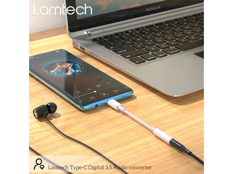LAMTECH LAM023831 Μετατροπέας USB-C male σε 3.5mm female Λευκό 0033273 LAMTECH LAM023831 Μετατροπέας USB-C male σε 3.5mm female Λευκό 0033273