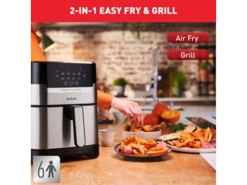 TEFAL Easy Fry & Grill Digit EY505 Φριτέζα Αέρος με Αποσπώμενο Κάδο 4.2lt Ασημί 0033314 TEFAL Easy Fry & Grill Digit EY505 Φριτέζα Αέρος με Αποσπώμενο Κάδο 4.2lt Ασημί 0033314