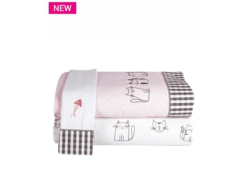 KENTIA Kitty Cat Σεντόνι Κούνιας Σετ 3 Τεμ 0033421 KENTIA Kitty Cat Σεντόνι Κούνιας Σετ 3 Τεμ 0033421