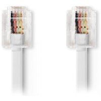 NEDIS TCGP90200WT20 Tηλεφωνικό καλώδιο RJ11 αρσ. - RJ11 αρσ. 2.0 μ., λευκό 0034007