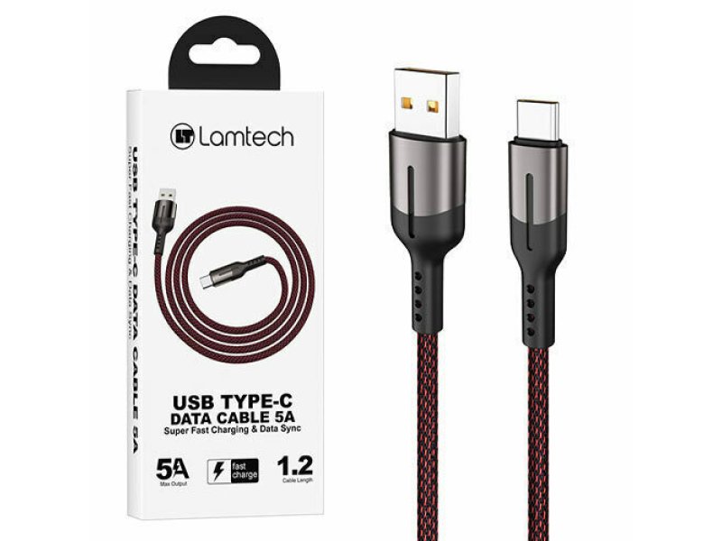 LAMTECH LAM111849 USB TYPE-C DATA CABLE 5A 1.2M BLACK 0034342 LAMTECH LAM111849 USB TYPE-C DATA CABLE 5A 1.2M BLACK 0034342