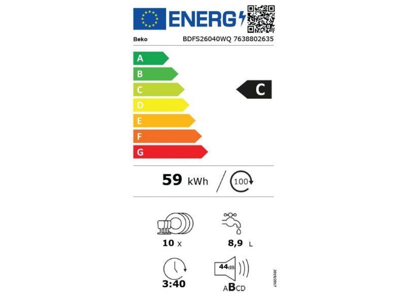 BEKO BDFS 26040 WQ Ελεύθερο Πλυντήριο Πιάτων για 10 Σερβίτσια Π45xY85εκ. Λευκό 0035028 BEKO BDFS 26040 WQ Ελεύθερο Πλυντήριο Πιάτων για 10 Σερβίτσια Π45xY85εκ. Λευκό 0035028