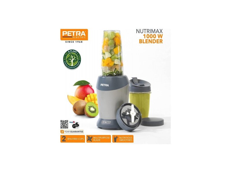PETRA Electric PT-2002 Μπλέντερ για Smoothies 1lt 1000W Γκρι 0035252 PETRA Electric PT-2002 Μπλέντερ για Smoothies 1lt 1000W Γκρι 0035252