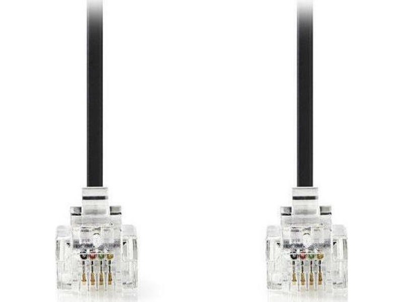 NEDIS TCGL90200BK20 Τηλεφωνικό καλώδιο RJ11 αρσ. - RJ11 αρσ. 2.00 m., μαύρο 0035838 NEDIS TCGL90200BK20 Τηλεφωνικό καλώδιο RJ11 αρσ. - RJ11 αρσ. 2.00 m., μαύρο 0035838