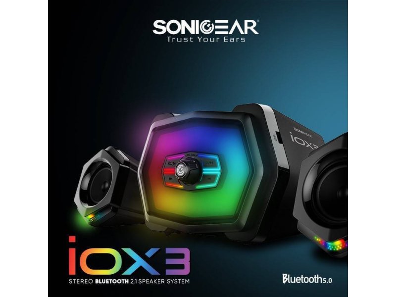 SONIC GEAR IOX 3 Ηχεία Υπολογιστή 2.1 με RGB Φωτισμό και Bluetooth Ισχύος 12W σε Μαύρο Χρώμα 0036012 SONIC GEAR IOX 3 Ηχεία Υπολογιστή 2.1 με RGB Φωτισμό και Bluetooth Ισχύος 12W σε Μαύρο Χρώμα 0036012