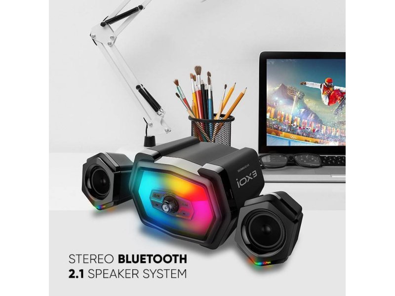 SONIC GEAR IOX 3 Ηχεία Υπολογιστή 2.1 με RGB Φωτισμό και Bluetooth Ισχύος 12W σε Μαύρο Χρώμα 0036012 SONIC GEAR IOX 3 Ηχεία Υπολογιστή 2.1 με RGB Φωτισμό και Bluetooth Ισχύος 12W σε Μαύρο Χρώμα 0036012