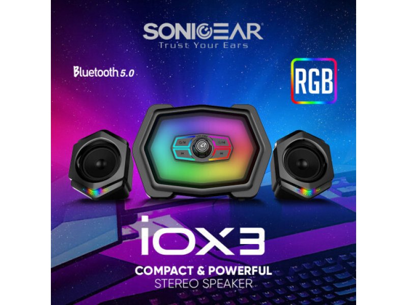 SONIC GEAR IOX 3 Ηχεία Υπολογιστή 2.1 με RGB Φωτισμό και Bluetooth Ισχύος 12W σε Μαύρο Χρώμα 0036012 SONIC GEAR IOX 3 Ηχεία Υπολογιστή 2.1 με RGB Φωτισμό και Bluetooth Ισχύος 12W σε Μαύρο Χρώμα 0036012