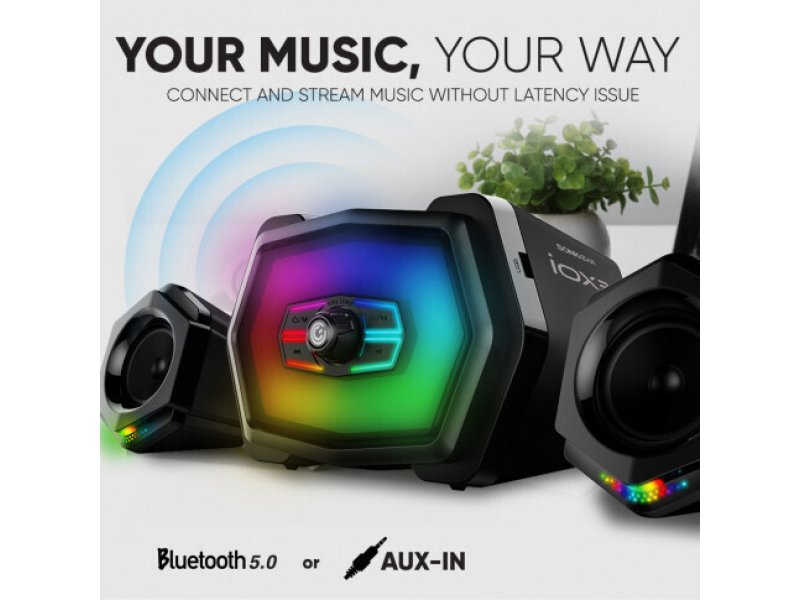 SONIC GEAR IOX 3 Ηχεία Υπολογιστή 2.1 με RGB Φωτισμό και Bluetooth Ισχύος 12W σε Μαύρο Χρώμα 0036012 SONIC GEAR IOX 3 Ηχεία Υπολογιστή 2.1 με RGB Φωτισμό και Bluetooth Ισχύος 12W σε Μαύρο Χρώμα 0036012