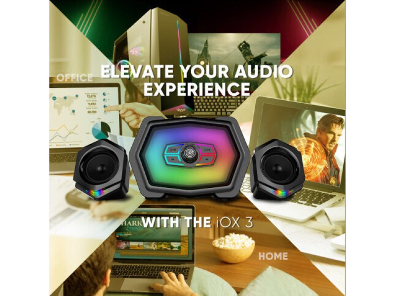 SONIC GEAR IOX 3 Ηχεία Υπολογιστή 2.1 με RGB Φωτισμό και Bluetooth Ισχύος 12W σε Μαύρο Χρώμα 0036012 SONIC GEAR IOX 3 Ηχεία Υπολογιστή 2.1 με RGB Φωτισμό και Bluetooth Ισχύος 12W σε Μαύρο Χρώμα 0036012