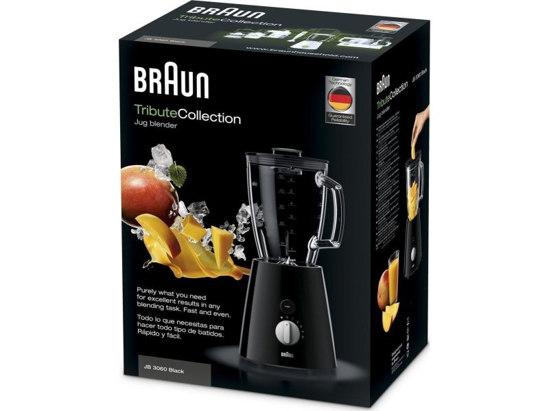BRAUN JB3060BK TRIBUTE Type 6186 Μπλέντερ για Smoothies με Γυάλινη Κανάτα 1.75lt 800W Μαύρο 0036280 BRAUN JB3060BK TRIBUTE Type 6186 Μπλέντερ για Smoothies με Γυάλινη Κανάτα 1.75lt 800W Μαύρο 0036280