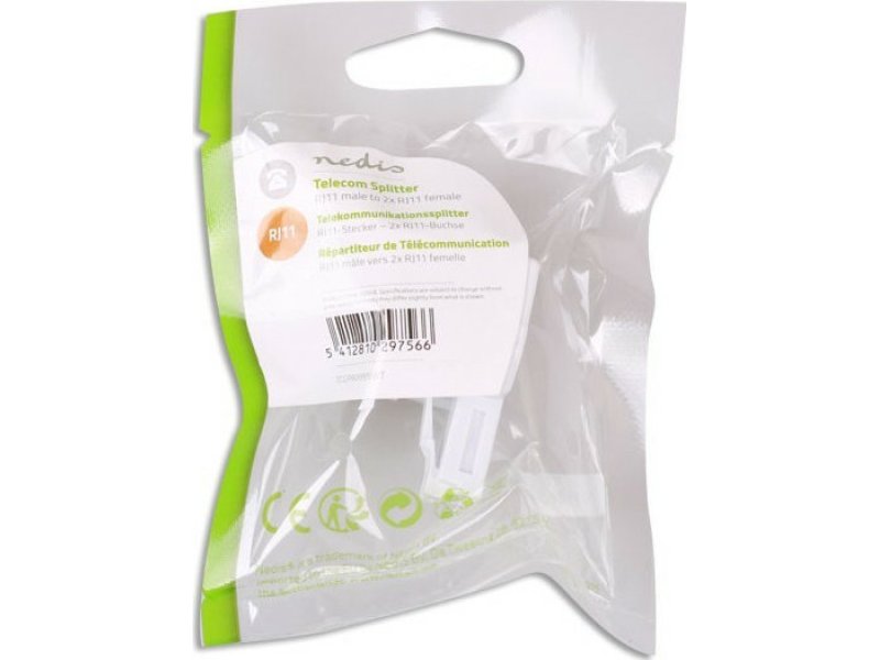 NEDIS TCGP90995WT Ταφ RJ11 6x4, 1 αρσ. - 2 θηλ 0036987 NEDIS TCGP90995WT Ταφ RJ11 6x4, 1 αρσ. - 2 θηλ 0036987