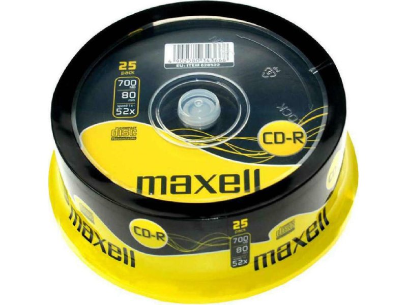 MAXWELL CakeBox25 Εγγράψιμα CD-R 52x 700MB Cake Box 25τμχ 0037344 MAXWELL CakeBox25 Εγγράψιμα CD-R 52x 700MB Cake Box 25τμχ 0037344