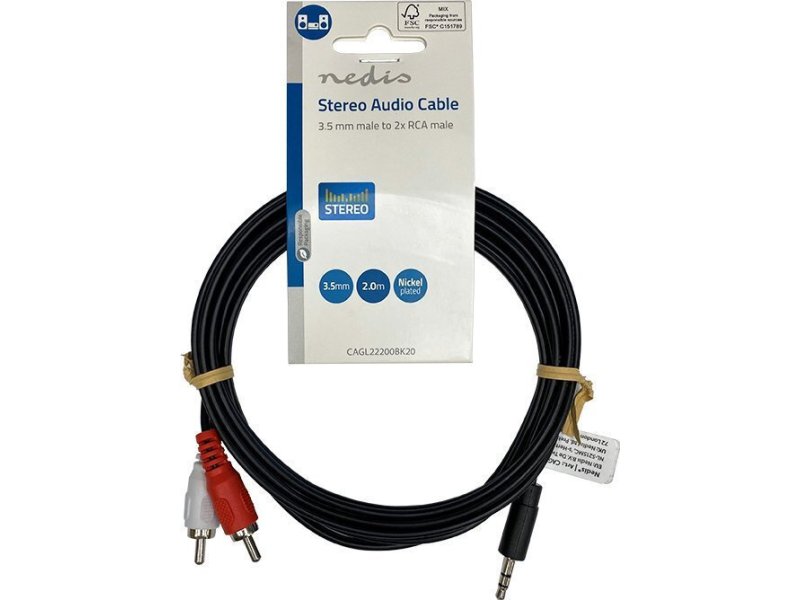 NEDIS CAGL22200BK20 Καλώδιο ήχου 3,5mm αρσ. stereo - 2x RCA αρσ., 2.00m black 0037501 NEDIS CAGL22200BK20 Καλώδιο ήχου 3,5mm αρσ. stereo - 2x RCA αρσ., 2.00m black 0037501