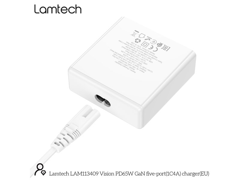 LAMTECH GaN ταχυφορτιστής 1xTYPE-C & 4xQC3.0 65W & EU CABLE 1.5M 0037735 LAMTECH GaN ταχυφορτιστής 1xTYPE-C & 4xQC3.0 65W & EU CABLE 1.5M 0037735