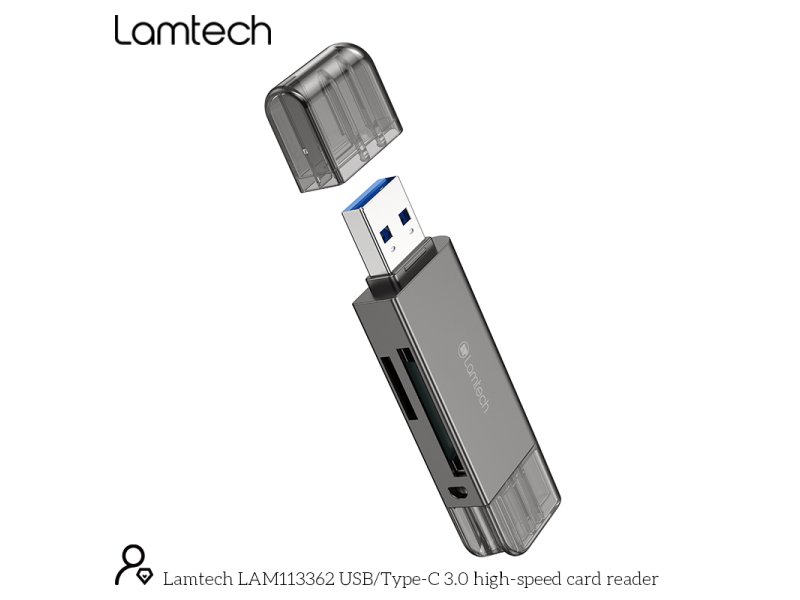 LAMTECH LAM113362 usb/type-c 3.0 card reader υψηλής ταχύτητας /μεταλλικό Γκρί 0037738 LAMTECH LAM113362 usb/type-c 3.0 card reader υψηλής ταχύτητας /μεταλλικό Γκρί 0037738