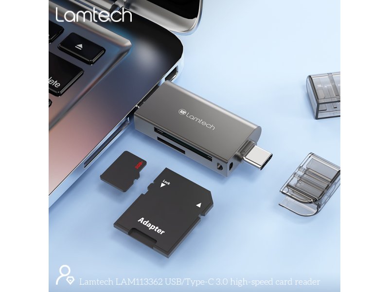 LAMTECH LAM113362 usb/type-c 3.0 card reader υψηλής ταχύτητας /μεταλλικό Γκρί 0037738 LAMTECH LAM113362 usb/type-c 3.0 card reader υψηλής ταχύτητας /μεταλλικό Γκρί 0037738